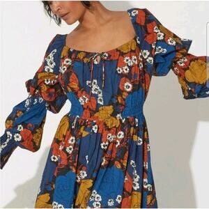 CLEOBELLA LISBETH ANKLE MAXI DRESS SAKURA FLORAL ORGANIC COTTON NWT